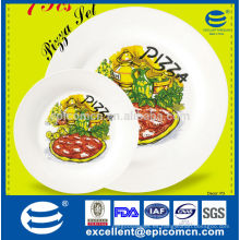 Diseño de pizza con patrón 7 piezas cerámica placa de pizza conjunto con placa 1big y 6 pequeños